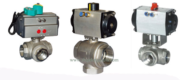 不銹鋼三通氣動絲扣球閥